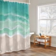 thumbnail image 4 of Summer Green Beach Shower Curtain, Coastal Nautical Watercolor Gradient Ocean Wave Waterproof Shower Curtain Set with 12 Hooks Lightweight Bath Curtains Fabric Bathroom Decor 36x72 Inches, 4 of 9
