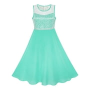 Girls Dress Turquoise Chiffon Bridesmaid Dance Ball Maxi Gown 6