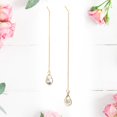 thumbnail image 2 of Pendientes colgantes con borlas y decoración de diamantes de imitación elegantes de lujo para mujer (asimétrico dorado), 2 of 2