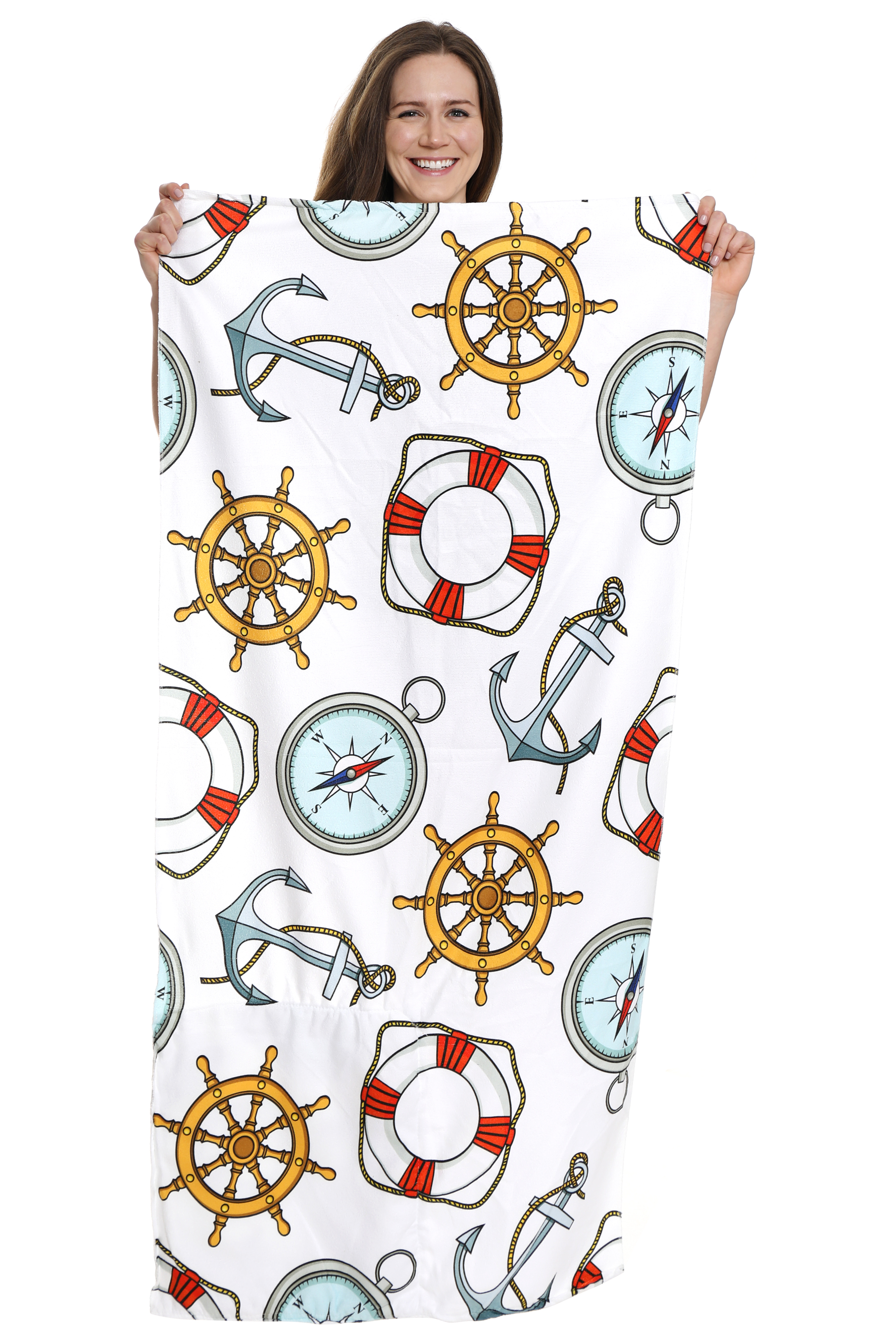 Oussum Beach Towels Nautical Pattern Handmade Comfortable Beach Towel