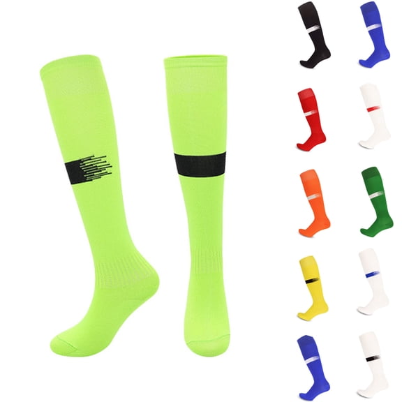 Auroural 5-17 Years Boys Socks Boys Soccer Socks Unisex Knee High Soccer Socks Striped Breathable Football Sports Socks Youth Adult Multiple Colors