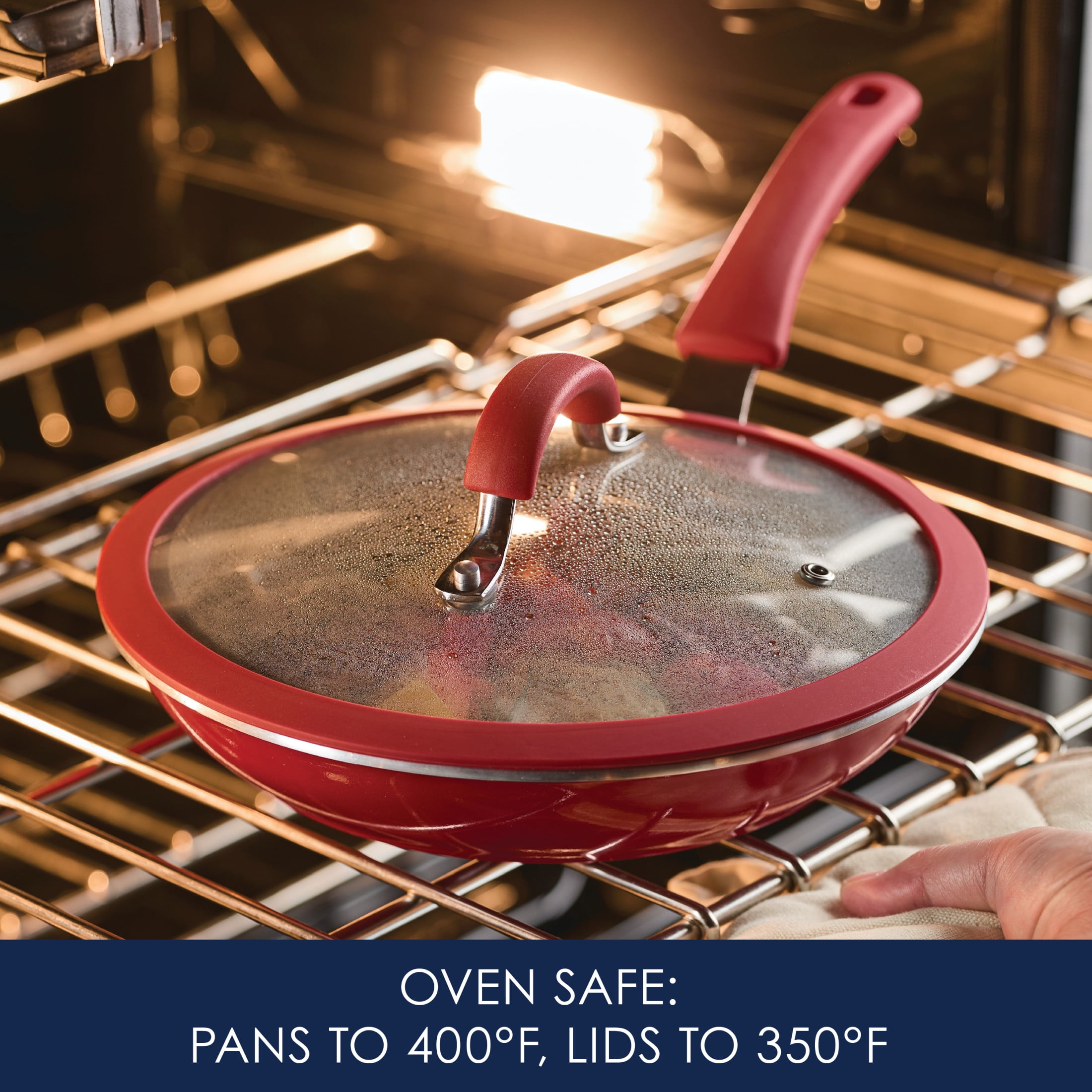 Rachael Ray Cook + Create 11 Piece Aluminum Nonstick Pots and Pans, Red
