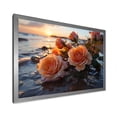 thumbnail image 2 of Designart "Ocean Sunset Serenade Rose Bloom II" Floral Framed Wall Art Decor - Traditional Orange Rose Entryway Framed Wall Art Print, 2 of 6
