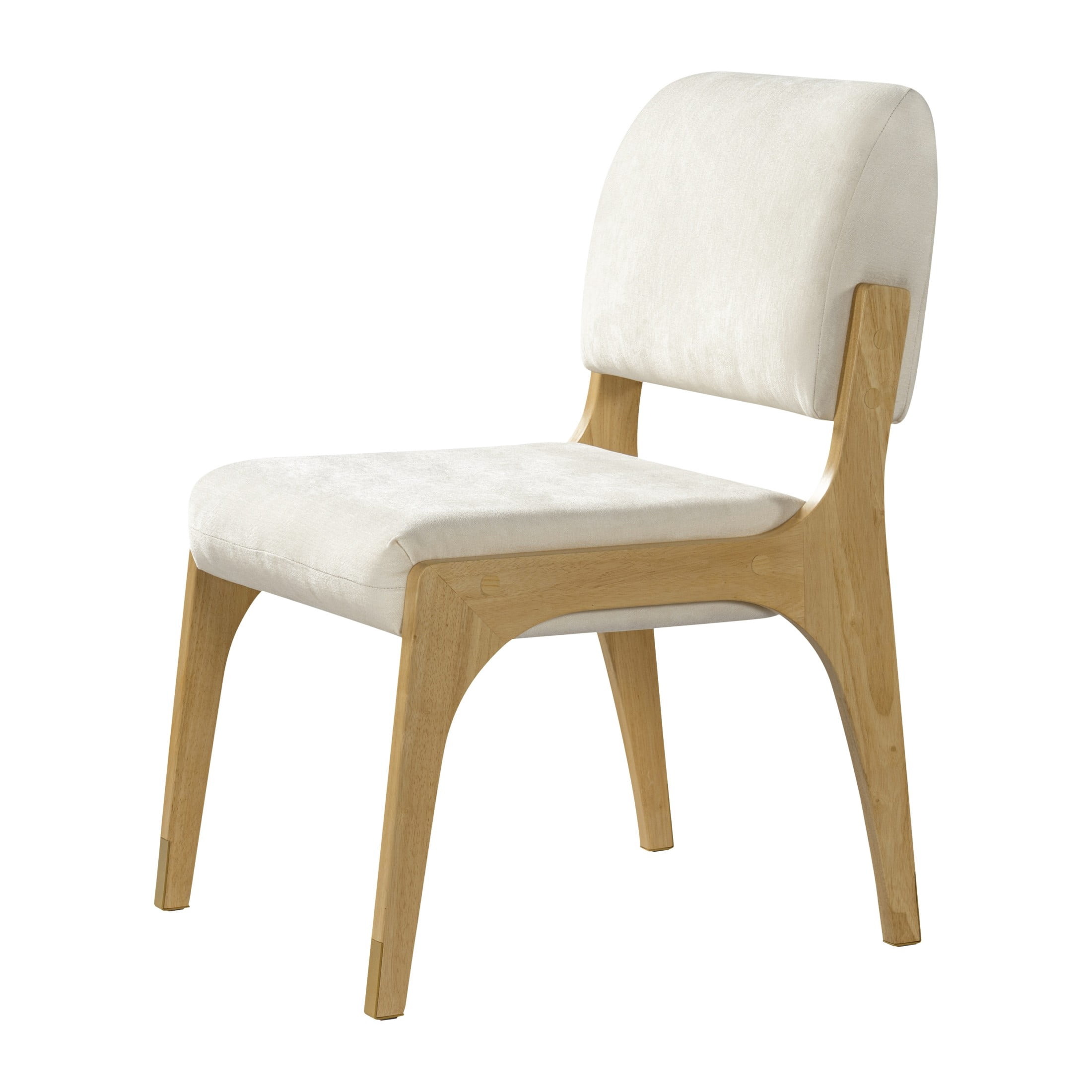 Christopher Knight Home Mid-Century Upholstered Dining Chairs, Solid Wood Frame, Natural+Beige, Set of 2