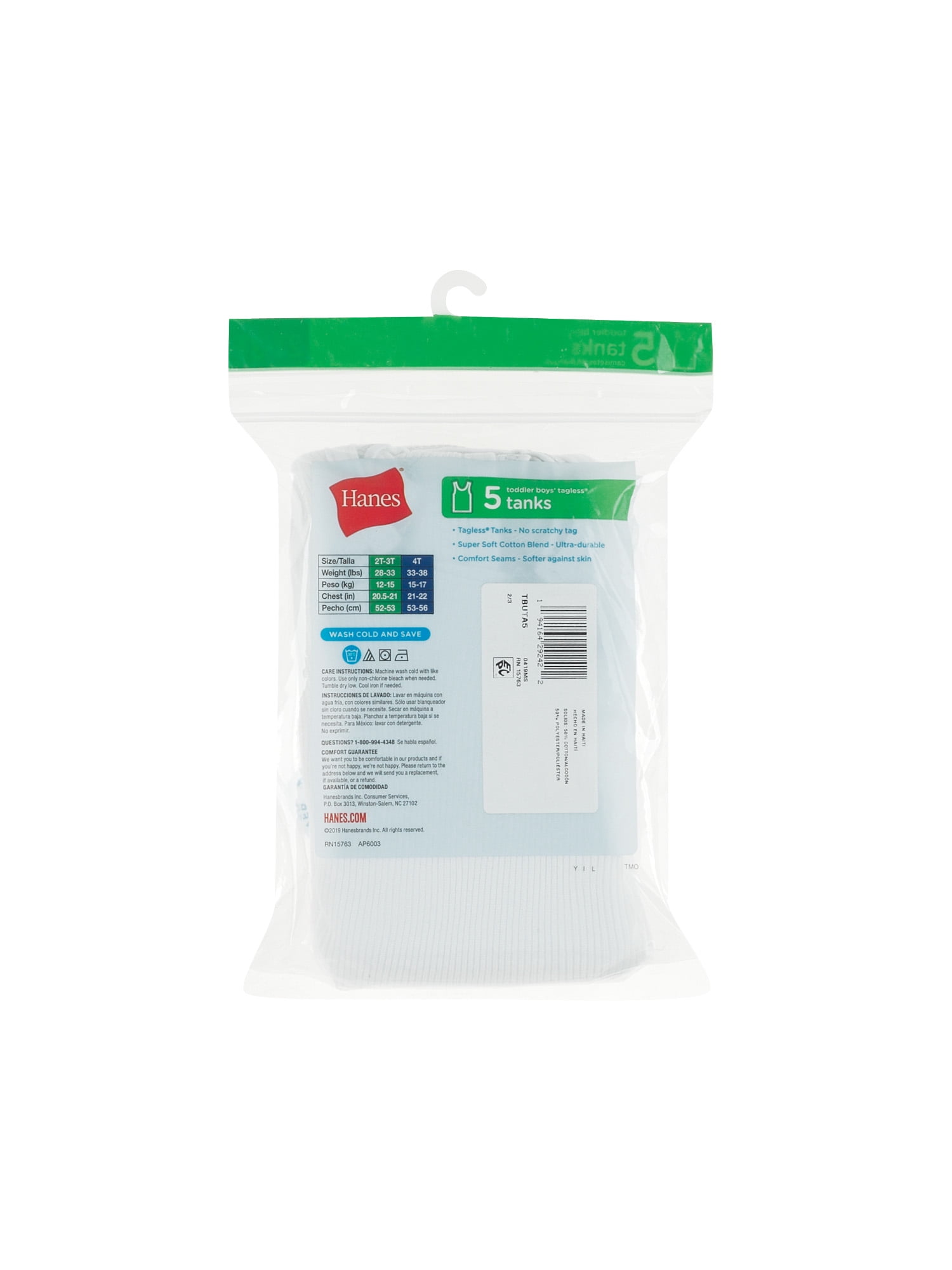 Hanes Tank Top 5-Pack Toddler Boys Super Soft Underwear Breathable Tag-free