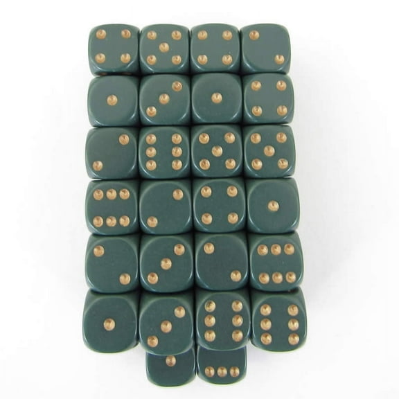 Dusty Green Opaque Dice with Copper Pips D6 12mm (1/2in) Bulk Pack of 50 Wondertrail