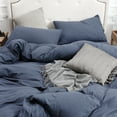 thumbnail image 3 of PURE ERA 100% Jersey Cotton Duvet Cover Set - Ultra Soft Home Bedding Solid Hearthed Blue Queen Size, 1 Duvet Cover and 2 Pillow Shams, 3 of 6