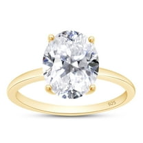 AFFY 2.50CT 8X10MM Oval Moissanite Diamond Solitaire Promise Ring for Women 14K Yellow Gold over Silver-7.5