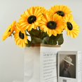 thumbnail image 4 of 6 flores artificiales de girasoles grandes con tallo largo, girasoles de seda falsos, decoración a granel para el hogar, bodas, fiestas al aire libre, baby shower (amarillo) BANYUO Electrónica, 4 of 7