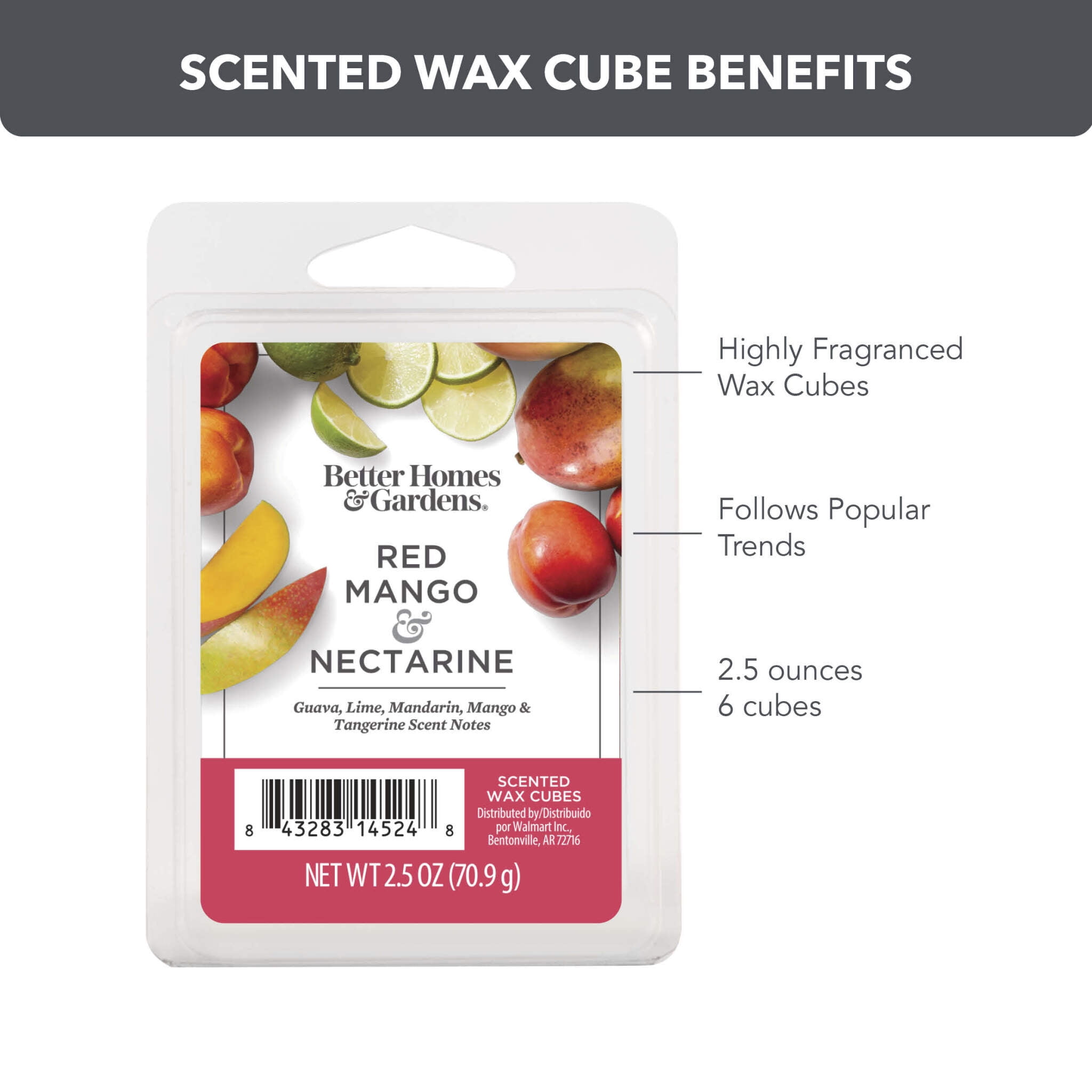 Red Mango & Nectarine Scented Wax Melts, Better Homes & Gardens, 2.5 oz (5-Pack)