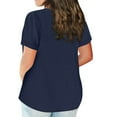 thumbnail image 5 of EHTMSAK Womens Blouses and Tops Petite Size Solid Womens Loose Tshirt Graphic Crew Neck Short Sleeve Blouse Summer Blouses Plus Size Red Navy 3X, 5 of 5