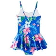 thumbnail image 3 of Girls Swimsuit One Piece Colorful Floral Skirted Bathing Suit Cute Swimwear for Kids 4-12 Years, 3 of 11