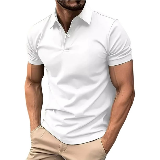 Camisa de manga corta SCZ transpirable de verano para hombres Blanco S