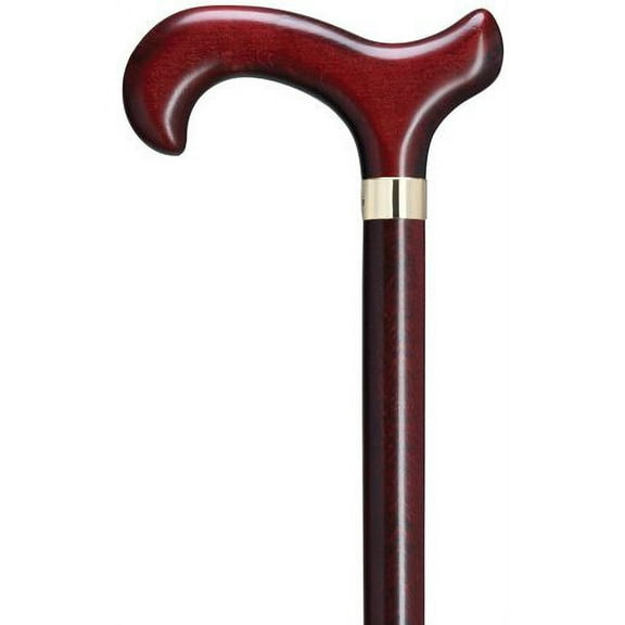 Walking Cane Men Derby Cane Burgundy Maple Shaft, Burgundy Handle