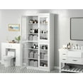 thumbnail image 3 of 100% Solid Wood 32" Bathroom Cabinet with Clear Glass Doors and Adjustable Shelves, 3 of 6