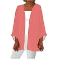 thumbnail image 1 of cfhntfmh Cardigan Femme Manches 3/4 Décontracté Ouvert Automne Cardigan Léger Ample Manteaux Couleur Unie Hauts, 1 of 6