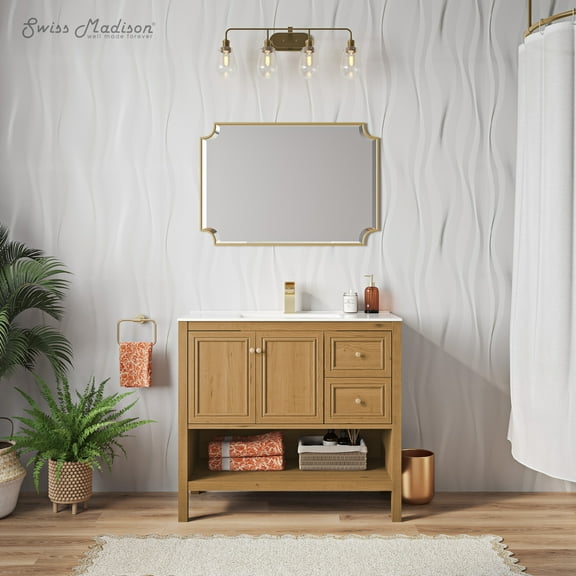 Chateau 36" Freestanding Bathroom Vanity in Golden Oak with Sink Top