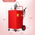 thumbnail image 2 of Stainless Steel Fuel Caddy, 30/35 Gallon Portable Gas Storage Tank On 4 Wheels with Manual Transfer Pump, Gasoline Diesel Fuel Container with Transfer Siphon Pump, for Cars Lawn Mowers ATVs Boats, 2 of 7