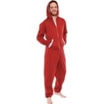 thumbnail image 1 of Ross Michaels - Mens Onesie with Hood - Holiday Pajamas - One Piece Pajama - Red, Large, 1 of 6