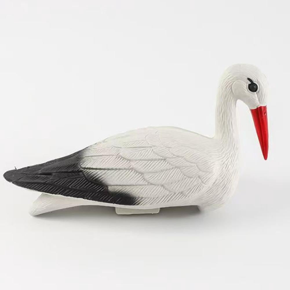 White Stork Garden Sculpture, PE Outdoor Decoration Bird Figurine with Stable Stand, Realistic 3D Design for Lawn, Garden & Pond, Weather-Resistant Ornament