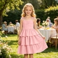 thumbnail image 2 of Glisme Kids Girls Dress Solid Color Sleeveless Halter Summer Quick Dry Toddler Girls Dresses Size 7-8 Years Pink, 2 of 8