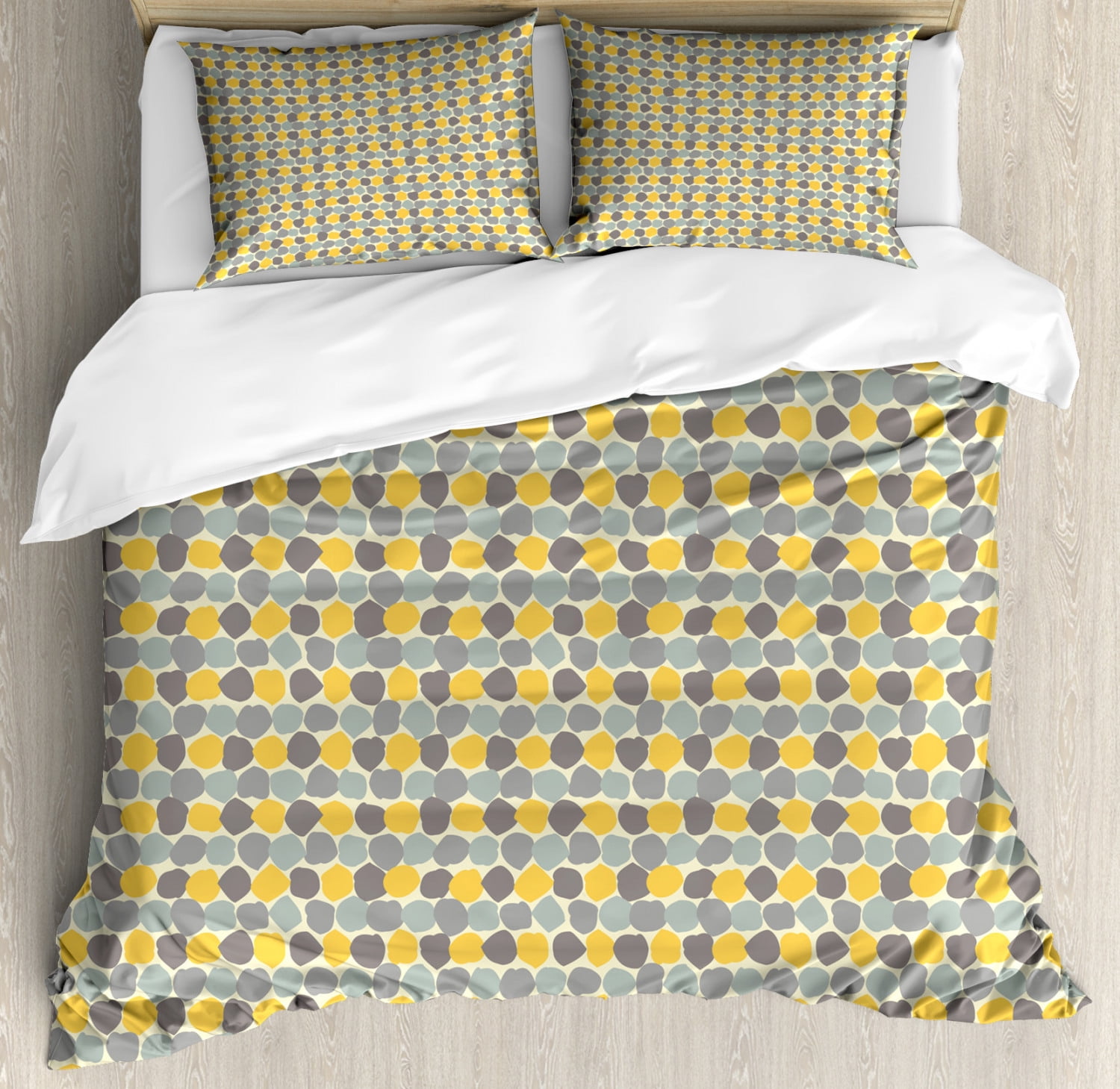 Geometric Queen Size Duvet Cover Set, Retro Style Deformed Circles