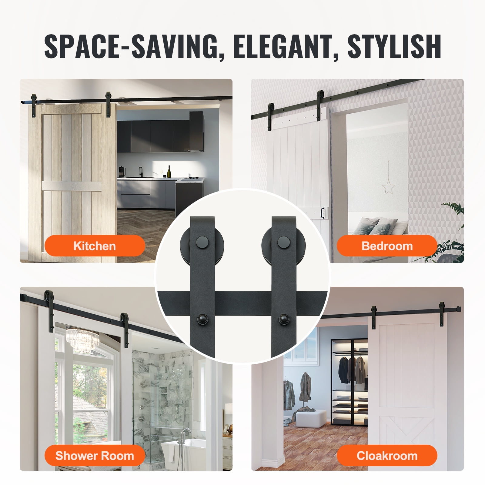 SKYSHALO J Hanger Sliding Barn Door Hardware Closet Track Kit for Single Door 10FT