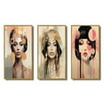 thumbnail image 2 of Designart "Timeless Beauty in Vintage Portrait II" Woman Avant-Garde Framed Wall Art Set Of 3 - Pink Glam Frame Gallery Wall Set For Home Decor, 2 of 6