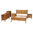 thumbnail image 2 of Baxton Studio Jenn Golden Brown Wood Japandi 5-Piece Queen Size Bedroom Set, 2 of 14