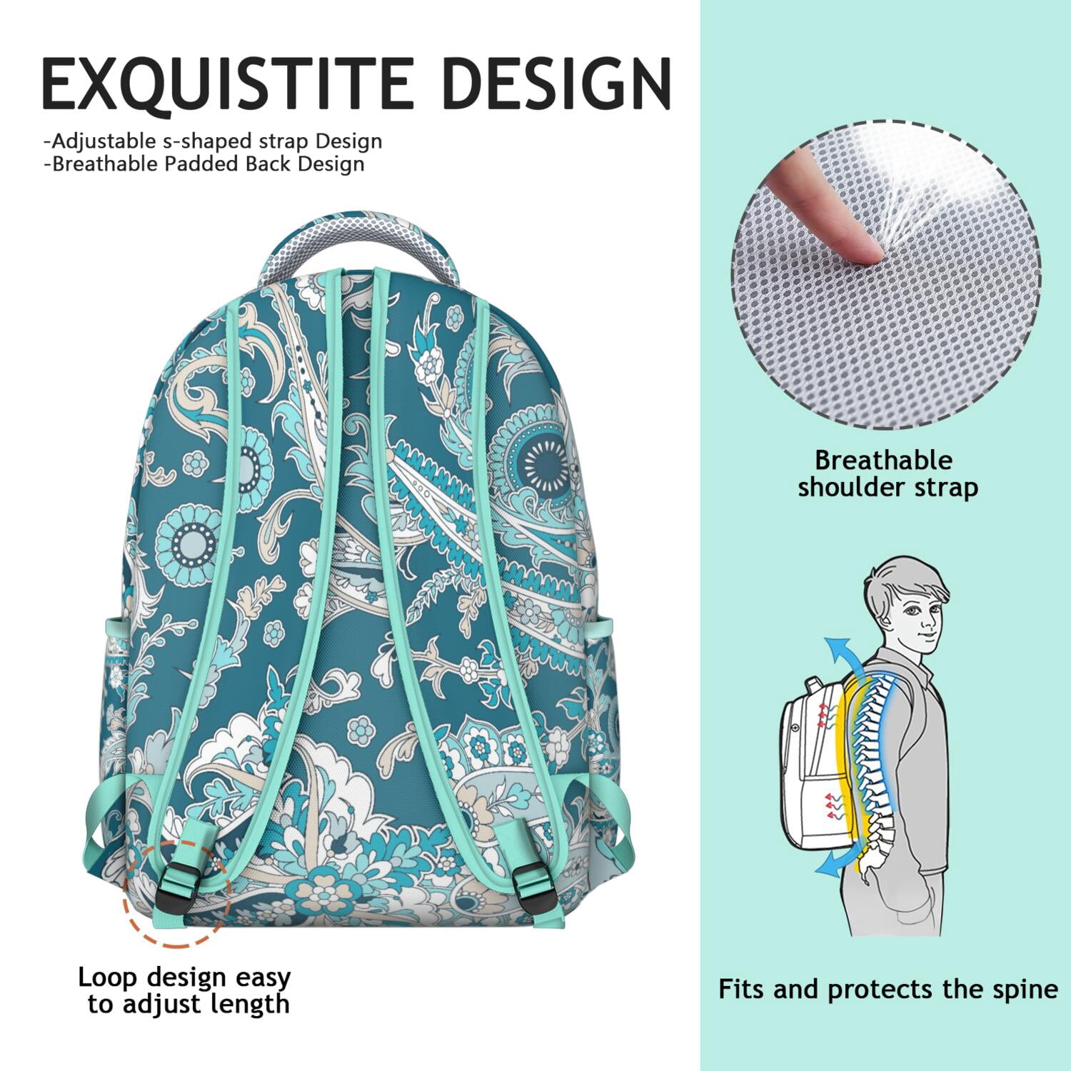 Luxury Paisley Design Backpack – Premium Paisley Gift for Women & Men, High-Quality Water-Resistant Bookbag, Roomy Laptop Compartment, Perfect for Work & School