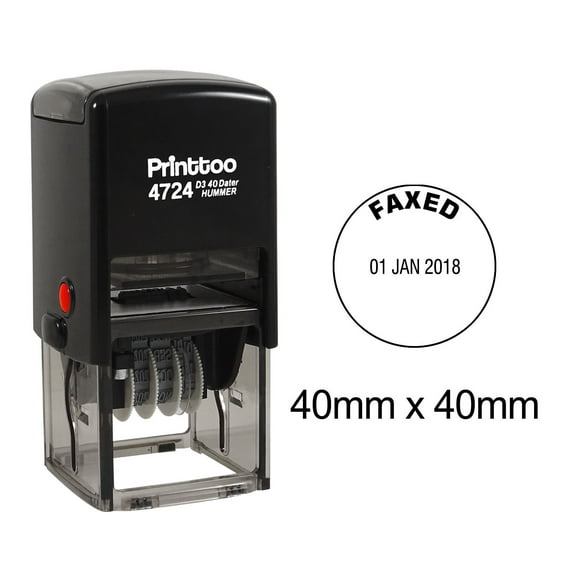 Printtoo Round Self Inking Dater Stamp With Faxed Text Office Stationery Document Date Rubber Stamp-Black