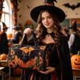 thumbnail image 2 of ZhangC Halloween Themed Quilted Embroidered Tote Bag, 16x8x8 Inch Large Capacity Portable Travel Handbag, Embroidered Storage Tote for Party Supplies, Costumes, Gym and Daily Use, 2 of 9