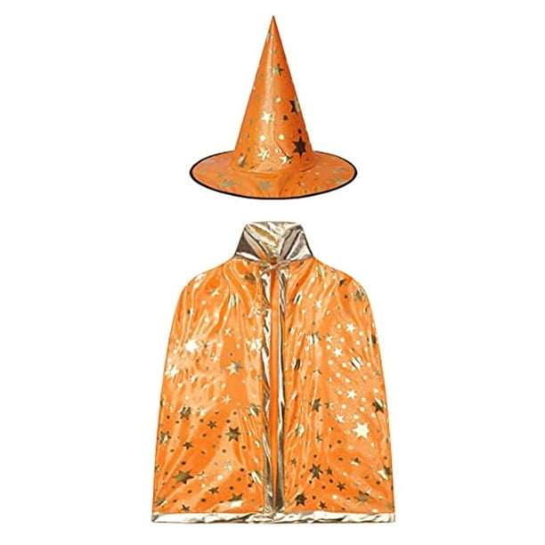 Sombreros de bruja de Halloween para niños, 2 piezas, capa de Mascarada, sombrero de mago, disfraz de Cosplay, fiesta de Halloween, decoración de vestido de lujo Fivean unisex