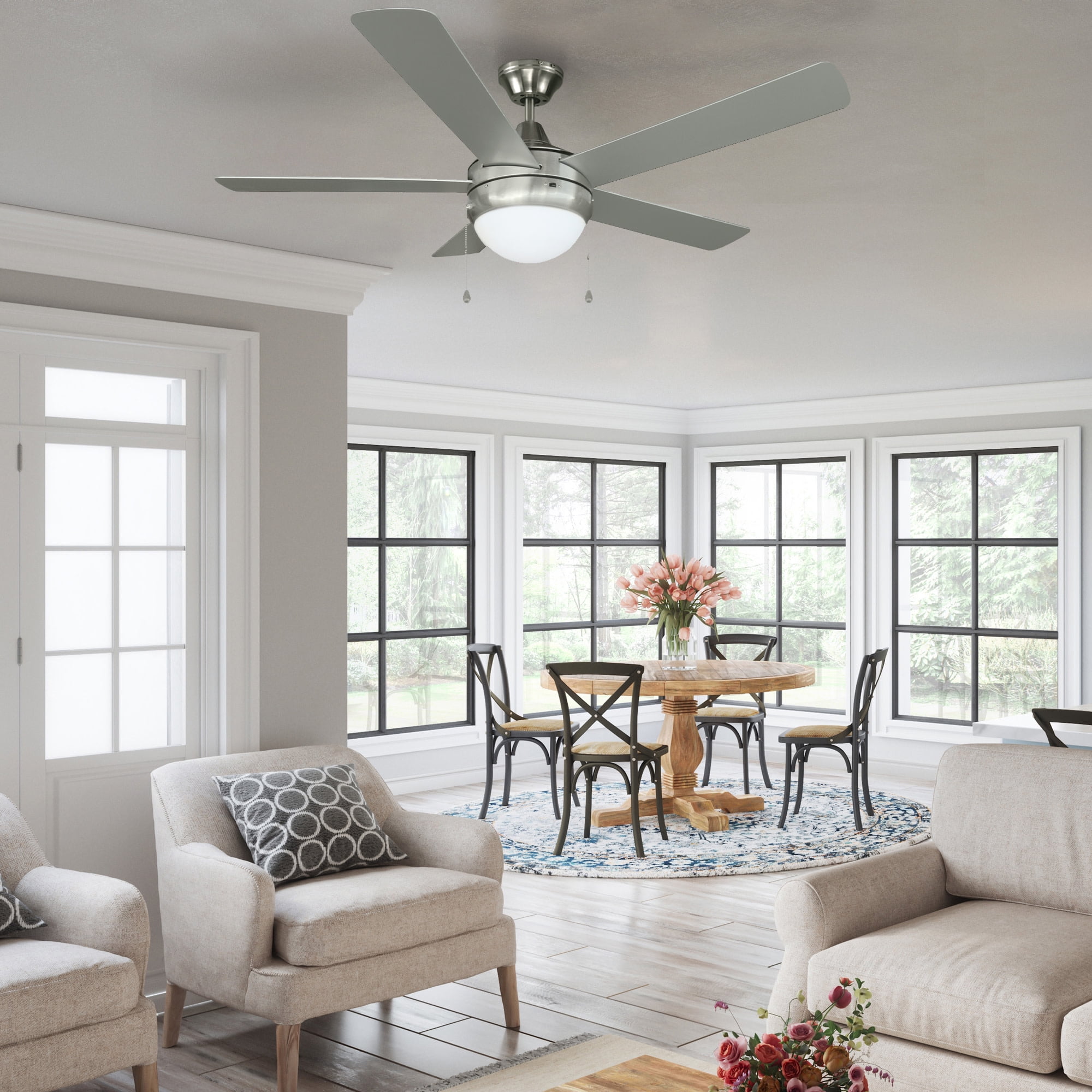 Design House Sadie LED Indoor Ceiling Fan in Brushed Nickel 52-inches