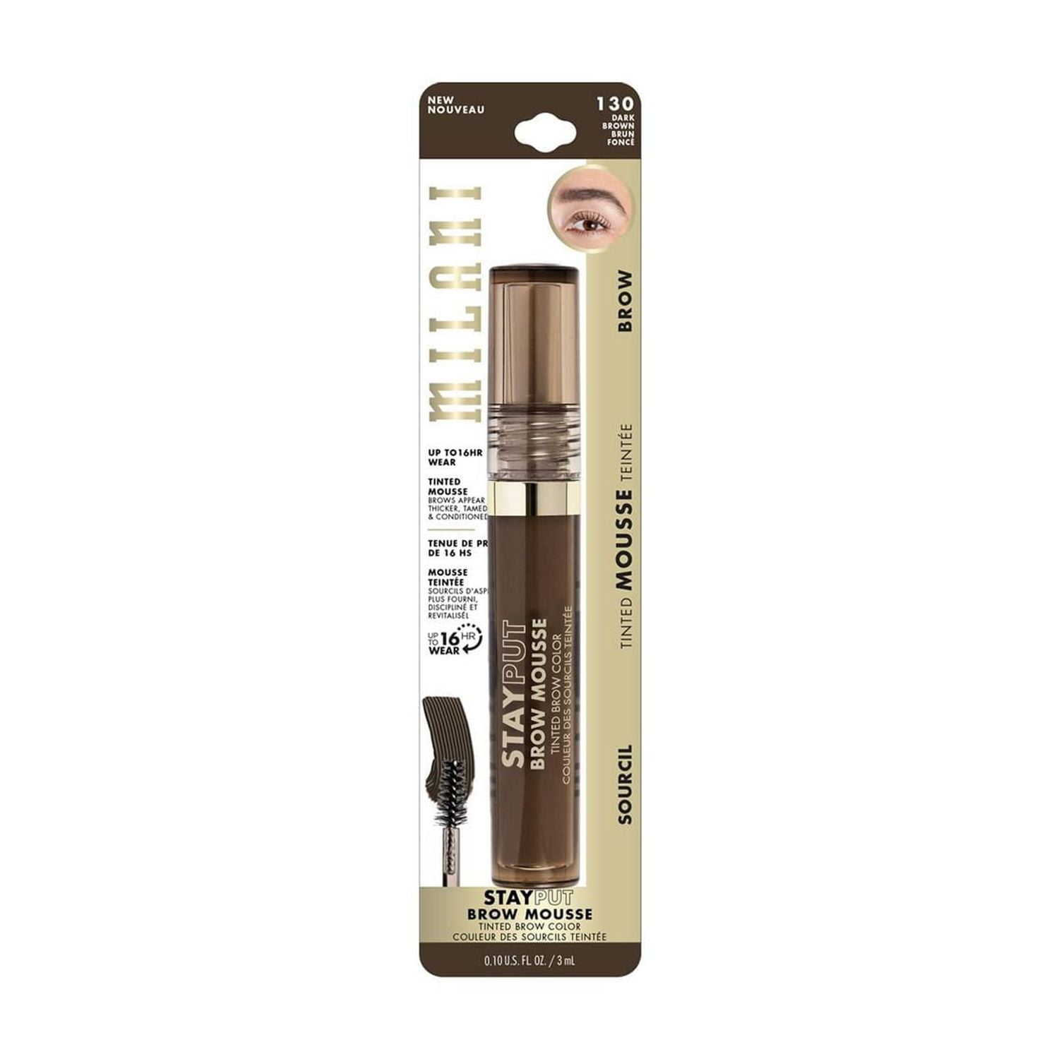 Milani, Mousse à sourcils résistante avec couleur teintée, pour adolescents et adultes, 0,10 oz Milani Tinted Brow