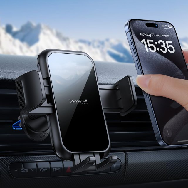 Soporte para teléfono de coche Lamicall 2025 con abrazadera más ancha para iPhone