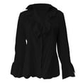 thumbnail image 4 of Summer Tops, Shirts for Women, Trendy Women Casual Long Sleeve V Neck Shirt Slim Fit Solid Button Ruffled Top for Everyday Wear, 4 of 5