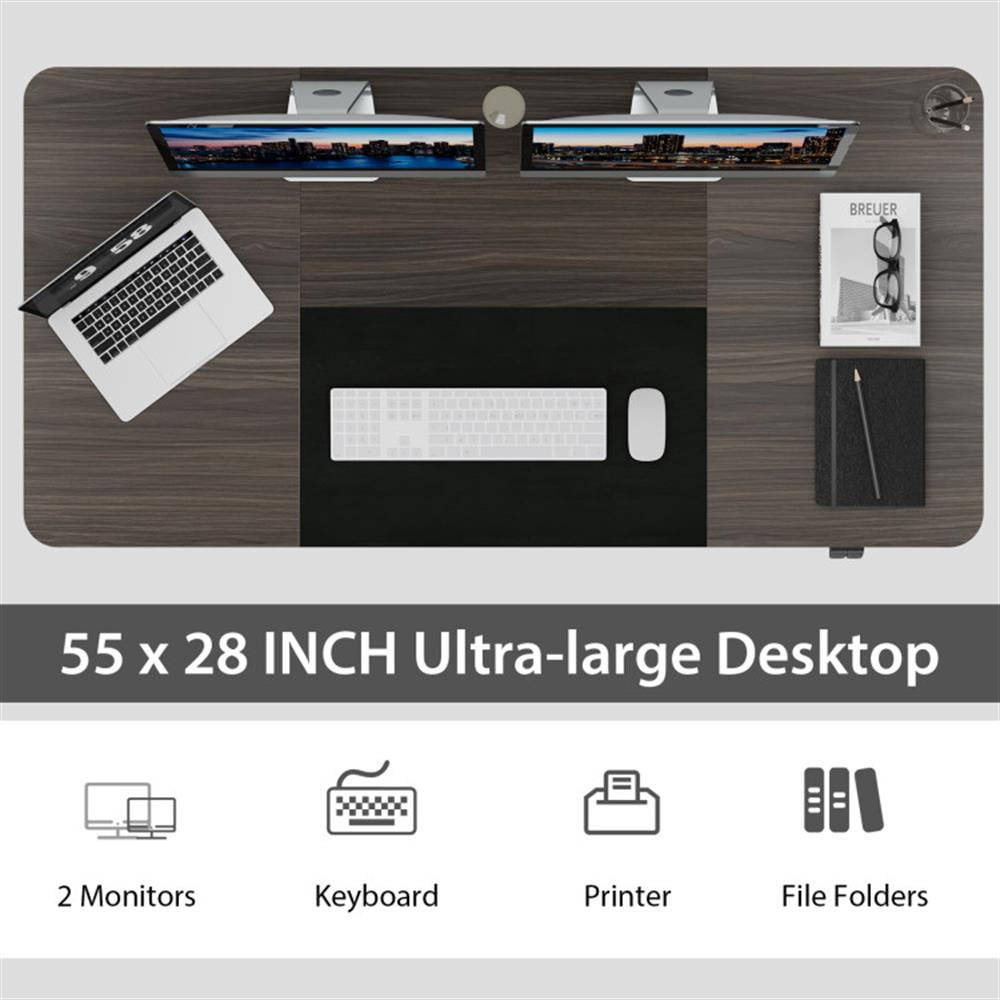 Demi Bonn 55" Electric Height Adjustable Computer Desk with Hook, Small Home Office Desk Study Writing Table, Gray