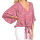 thumbnail image 4 of Moda Mujer Causal V-Cuello Impresión Blusa 3/4 Manga Bandag Camiseta Verano Tops Fridja  czfsfas4490, 4 of 7