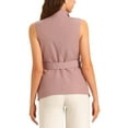thumbnail image 3 of INSPIRE CHIC Women's Shawl Collar Open Front Belted Sleeveless Blazer Vest XL Pink, 3 of 6