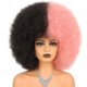 thumbnail image 1 of Zhuge Peluca afro suave de los años 70 para mujeres Pelucas de cabello afro rizado con flequillo Peluca afro de cabello sintético Peluca afro para uso diario en fiestas, negra y rosa, 1 of 2