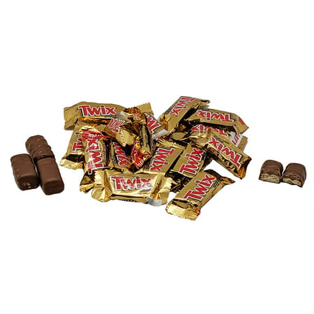 Twix Caramel Minis Fun Size Milk Chocolate Cookie Bars - 3 Lbs Treat Sized Bulk Chocolate Candy (approx. 135 pieces) - Sealed in Resealable Stand Up Pouch