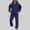 Dark Blue, variant on CIAKGIAF Hoodies for Men Solid Hoodie Tracksuit Long Sleeve Hooded Top Elastic Waist Jogger Pants 2 Piece Casual Sports Sets