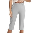 thumbnail image 4 of Lovzfmll Work & Yoga Capris for Women, 7/8 Length Stretch Pants, High Waist Comfort Fit Athletic Bottoms Gray, S, 4 of 9