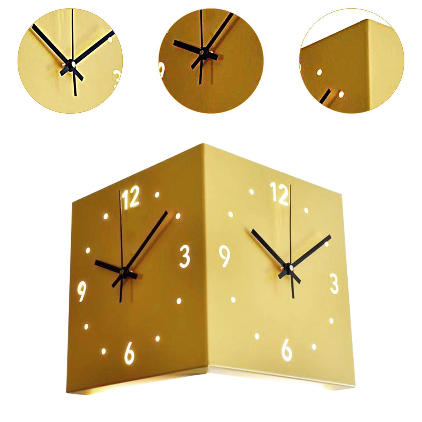 Baoblaze Double Sided Corner Wall Clock Friend Gift for Living Room Hotel Dining Room Yellow