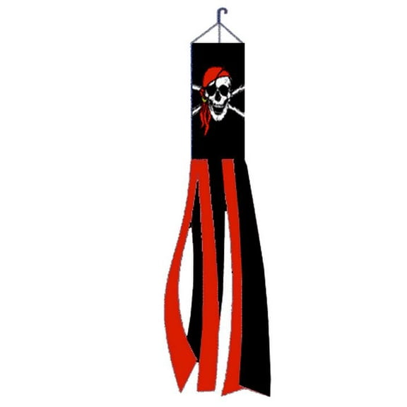 Red Bandana Jolly Roger Pirate Windsock Polyester Outdoor Garden Wind Sock 60 In