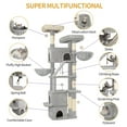 thumbnail image 6 of 72.8" Cat Tree, Large Cat Tower for Indoor Cats, Cats House Furniture with 2 Platforms, 3 Condos, 6 Scratching Posts, 2 Baskets, Pompoms,  Light Grey, 6 of 7