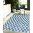 thumbnail image 4 of Checkers Game Decorative Rug, Geometric Grid Style Monochrome Squares in Traditional Game Board Design, Quality Carpet for Bedroom Dorm and Living Room, 6 Sizes, Blue White, by Ambesonne, 4 of 4