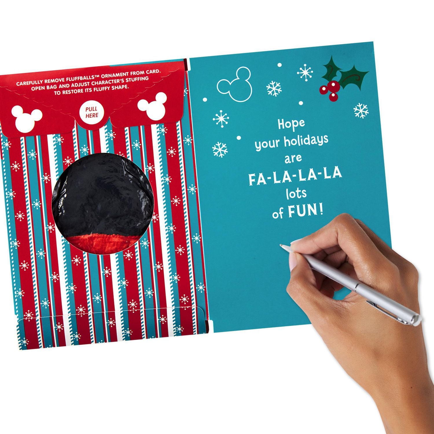 Hallmark Disney Mickey Mouse Christmas Card for Kid with Plush Toy (Mickey Mouse Fluffball)