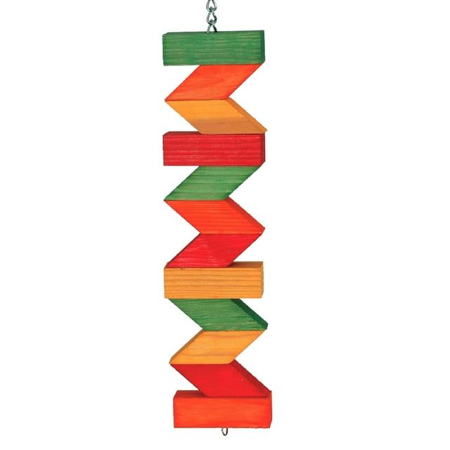 Paraíso de las plumas | Masticar en zigzag multicolor | Juguetes para pájaros para pájaros grandes